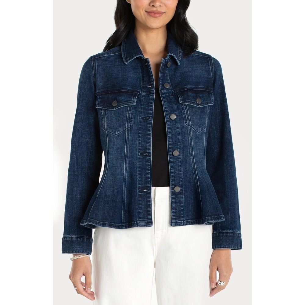Liverpool Fit & Flare Trucker Jacket Blue Size Large Stitch Fix New With Tags